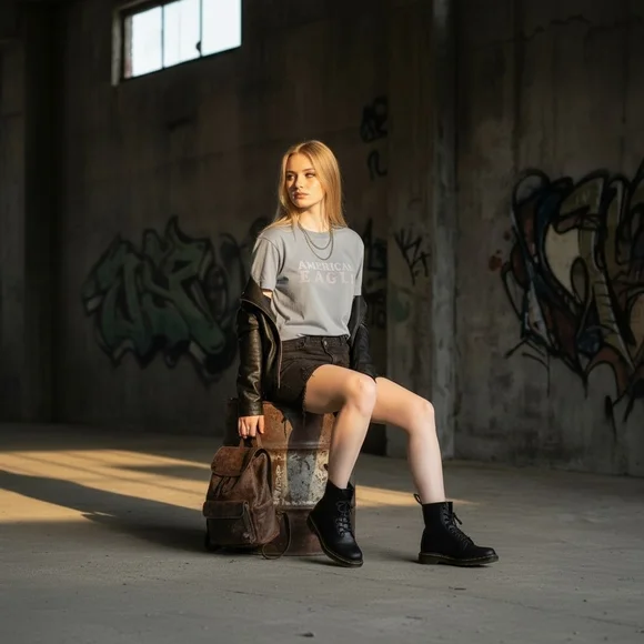 American Eagle Dusty Blue Logo Graphic Tee - Size XS - EUC - Picture 3 of 14